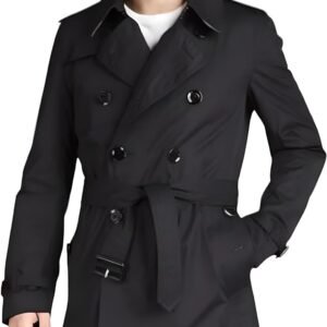 Men's  Double Breasted Trench Coat, Short Length
