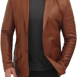 Leather Blazer for Men - Black & Brown Real Lambskin Casual Men's Leather Jacket Coats