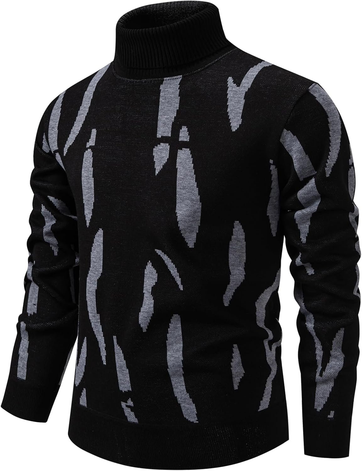 Mens Turtleneck Sweaters Cable Knit Long Sleeve Men's Pullover Sweaters