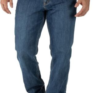 Men's  Straight Jeans Mechanical Stretch Fabric Classic Pockets Style 74477